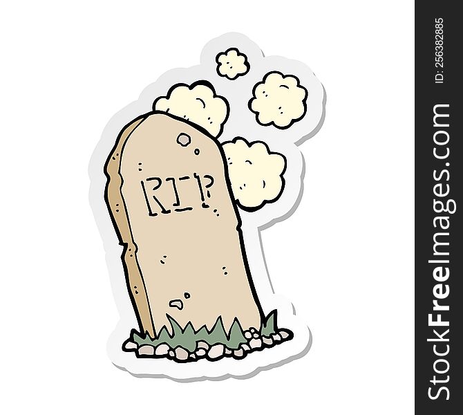 Sticker Of A Cartoon Spooky Grave