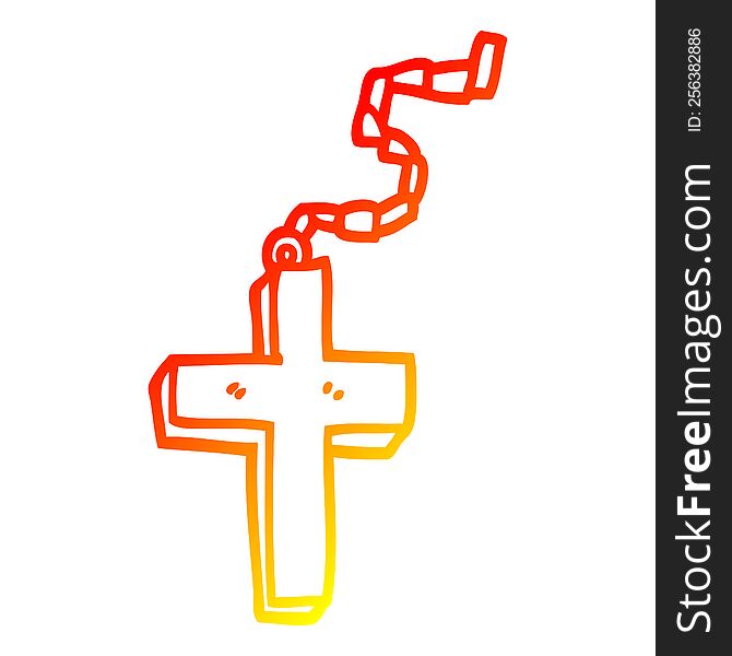 warm gradient line drawing of a cartoon gold crucifix