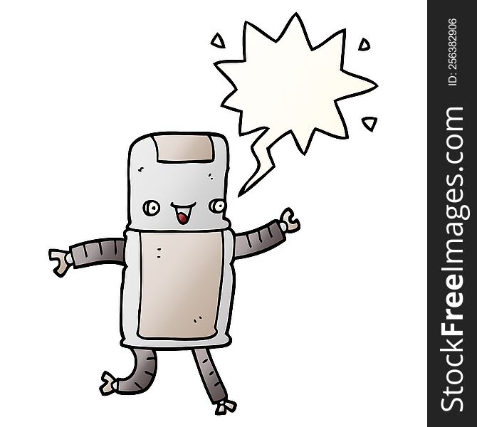 Cartoon Robot And Speech Bubble In Smooth Gradient Style