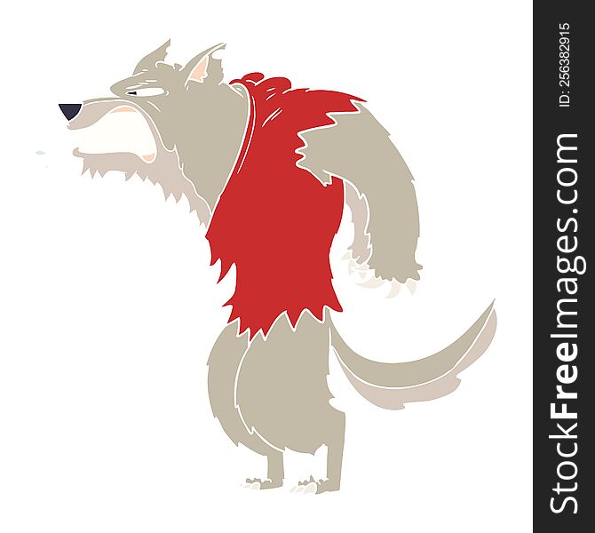 Angry Werewolf Flat Color Style Cartoon