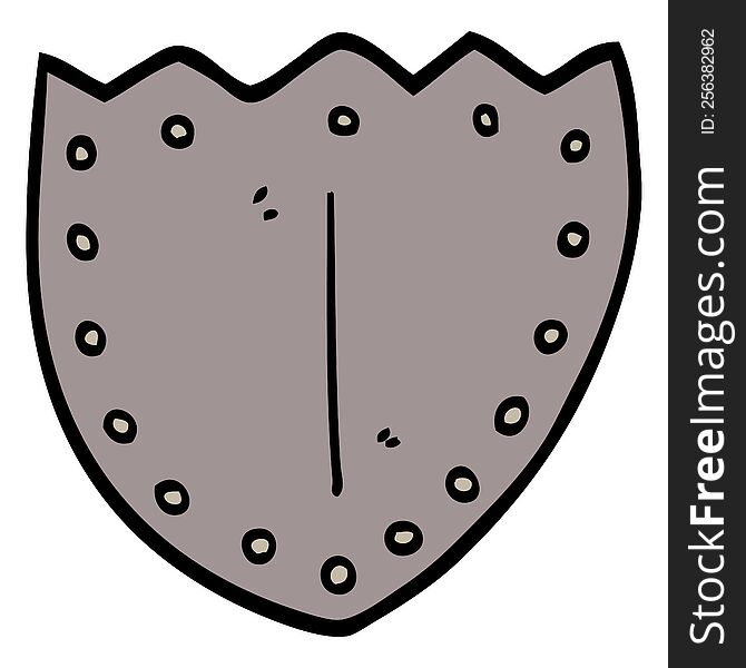 Hand Drawn Doodle Style Cartoon Shield