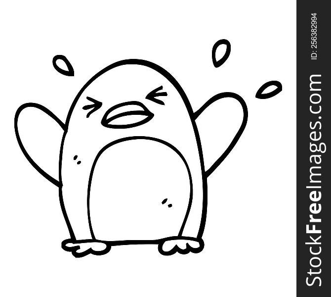 Black And White Cartoon Flapping Penguin