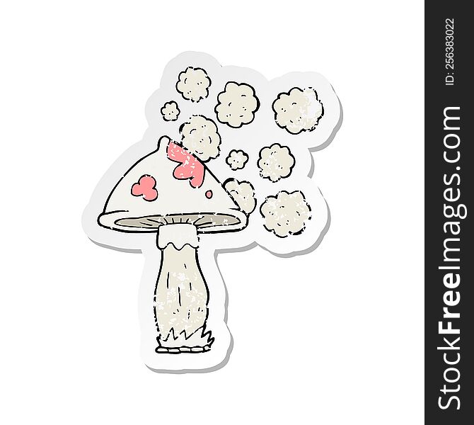 retro distressed sticker of a cartoon mushroom