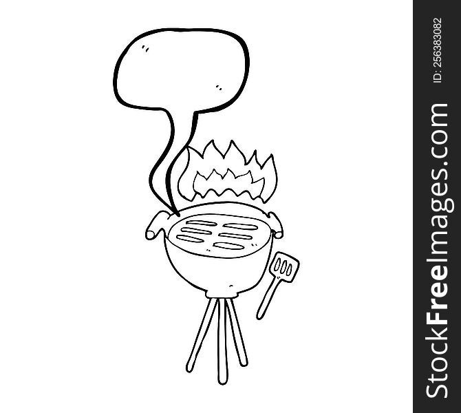 freehand drawn speech bubble cartoon barbecue