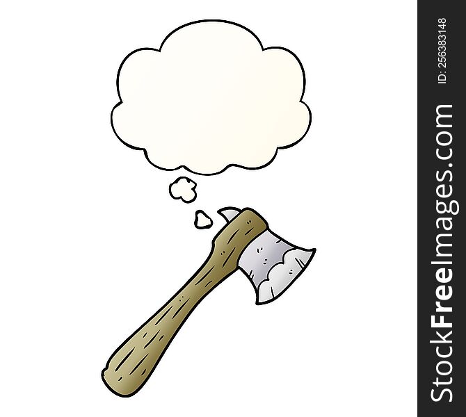 Cartoon Axe And Thought Bubble In Smooth Gradient Style