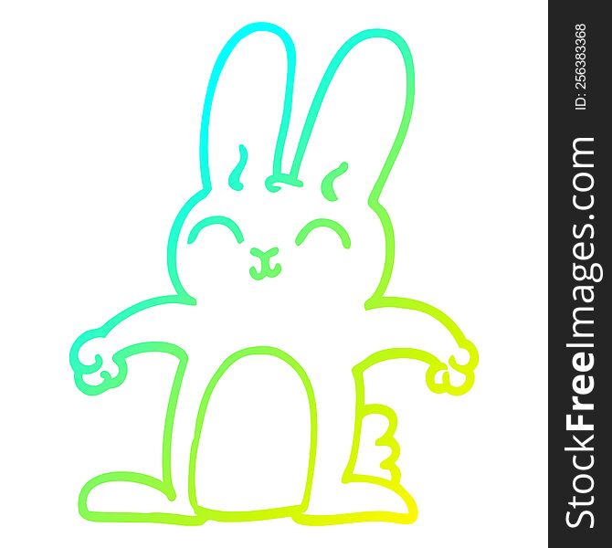 Cold Gradient Line Drawing Happy Cartoon Rabbit