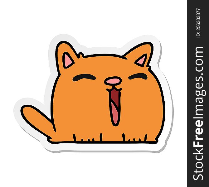 Sticker Cartoon Of Cute Kawaii Cat