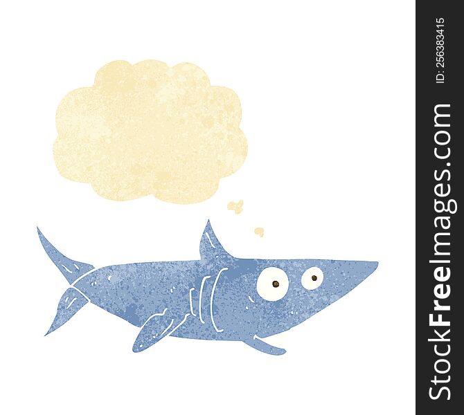 Cartoon Happy Shark With Thought Bubble