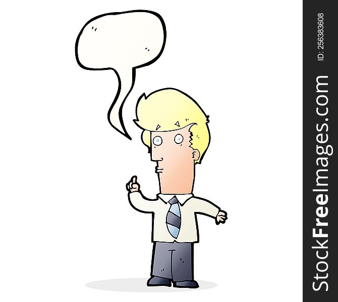 Cartoon Man With Question With Speech Bubble