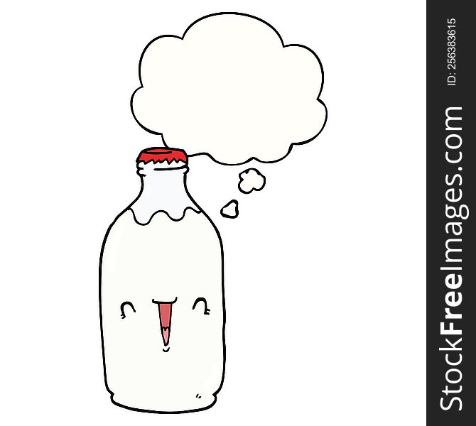 Cute Cartoon Milk Bottle And Thought Bubble