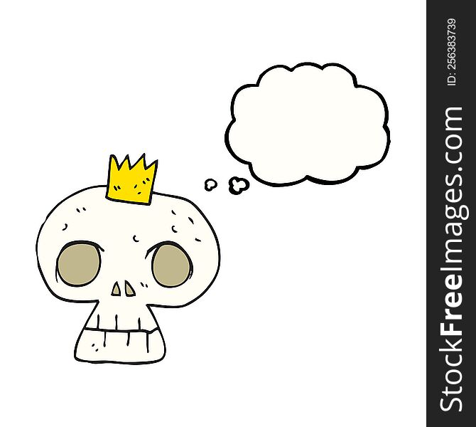 Thought Bubble Cartoon Skull With Crown