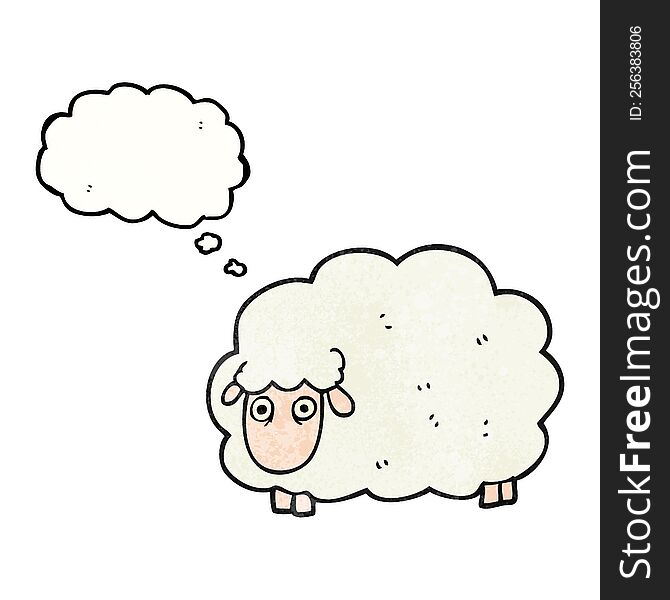 freehand drawn thought bubble textured cartoon farting sheep