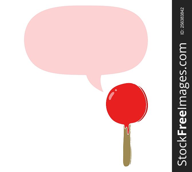 Cartoon Lollipop And Speech Bubble In Retro Style