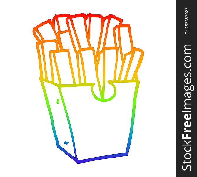 rainbow gradient line drawing of a cartoon fries