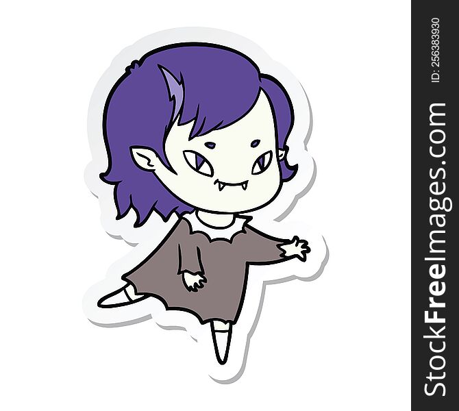 sticker of a cartoon friendly vampire girl