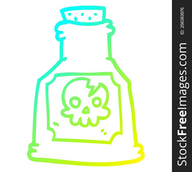 cold gradient line drawing of a cartoon poison in a bottle