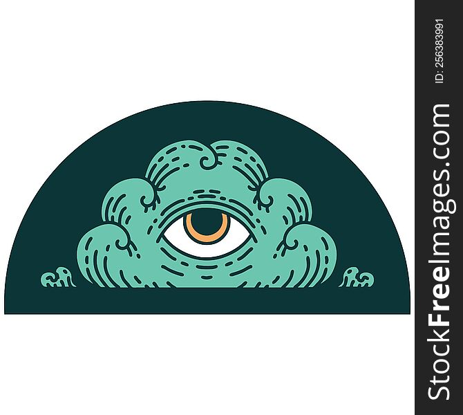 Tattoo Style Icon Of An All Seeing Eye Cloud