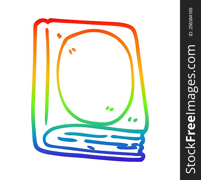 rainbow gradient line drawing of a cartoon old leather book