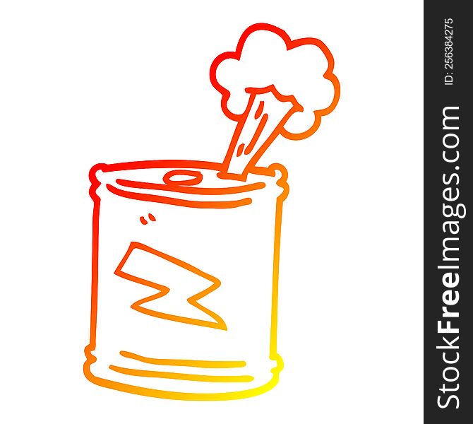 warm gradient line drawing of a cartoon fizzy drinks can