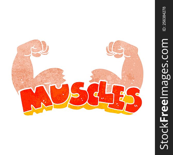 retro cartoon muscles symbol