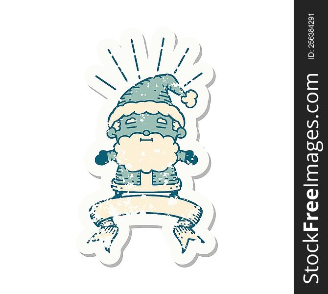 Grunge Sticker Of Tattoo Style Santa Claus Christmas Character