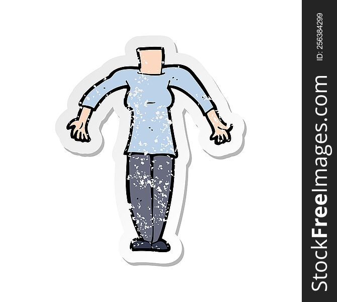 Retro Distressed Sticker Of A Cartoon Female Body