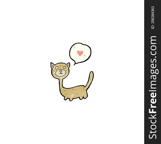 cartoon cat with love heart speech bubble