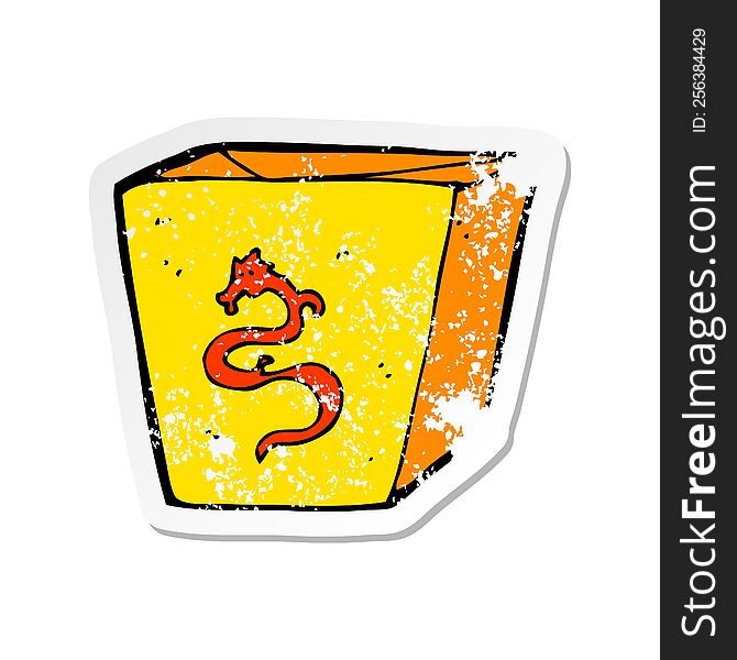 retro distressed sticker of a cartoon noodle box