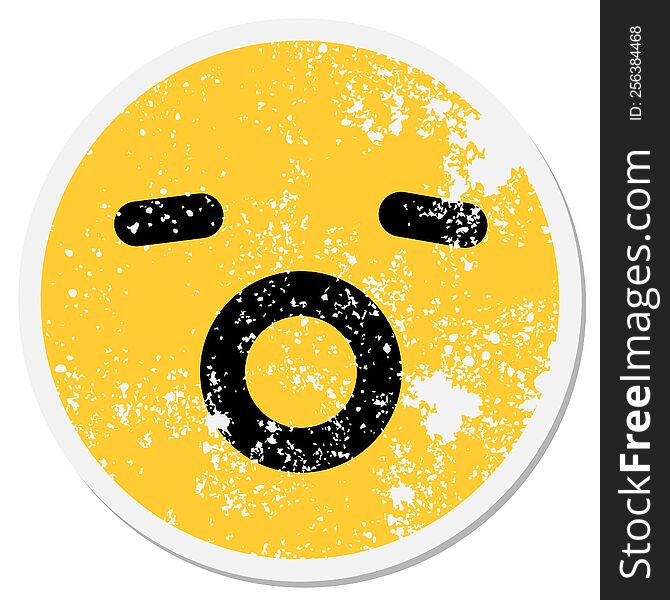 yawning face circular sticker