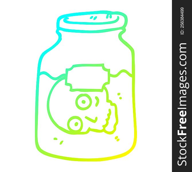 Cold Gradient Line Drawing Cartoon Head In Jar