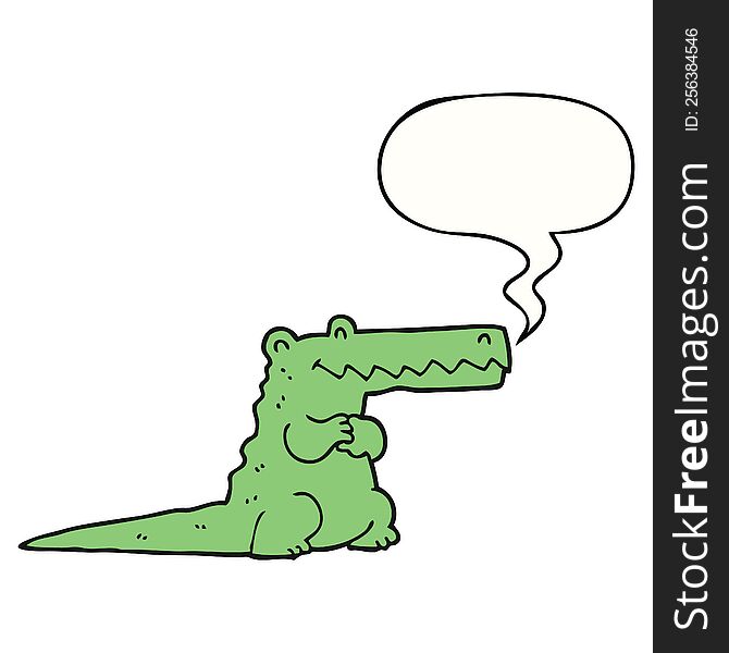 cartoon crocodile with speech bubble. cartoon crocodile with speech bubble