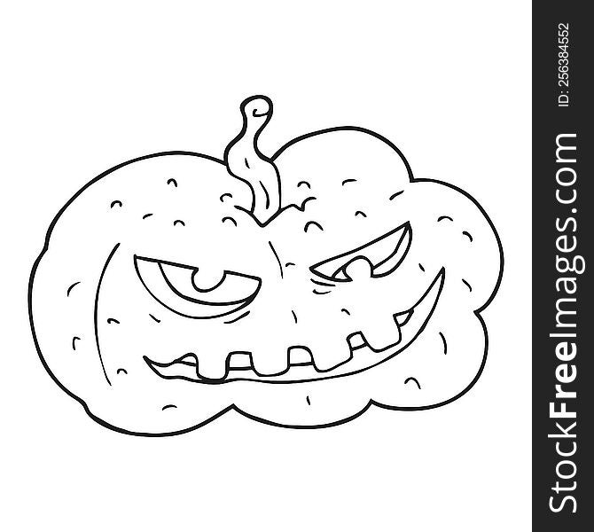 black and white cartoon halloween pumpkin