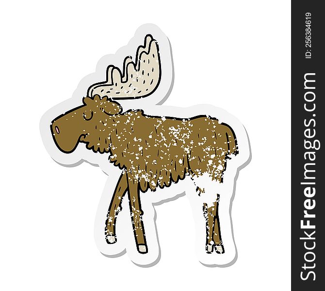 distressed sticker of a cartoon moose