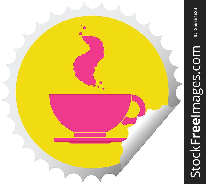 Coffee Cup Circular Peeling Sticker