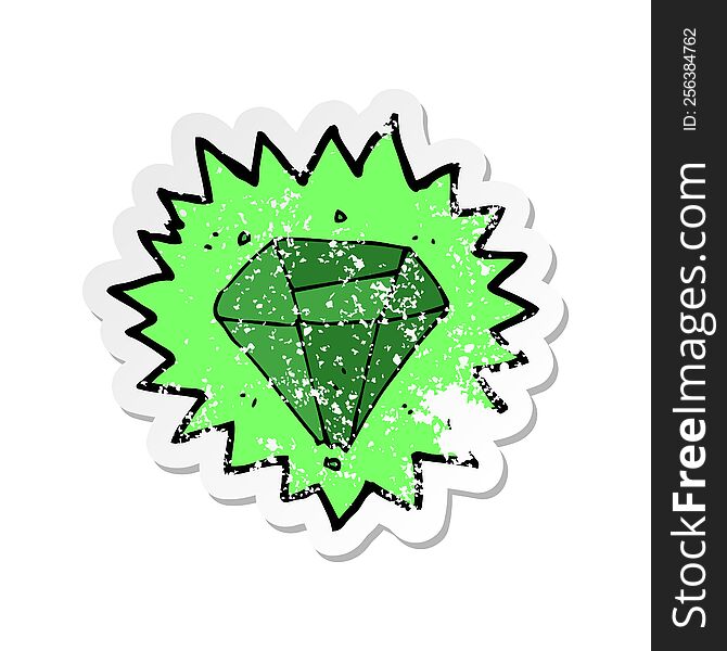 Retro Distressed Sticker Of A Cartoon Emerald