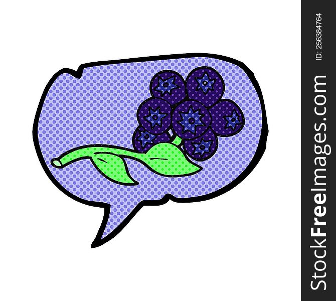 freehand drawn comic book speech bubble cartoon blueberries