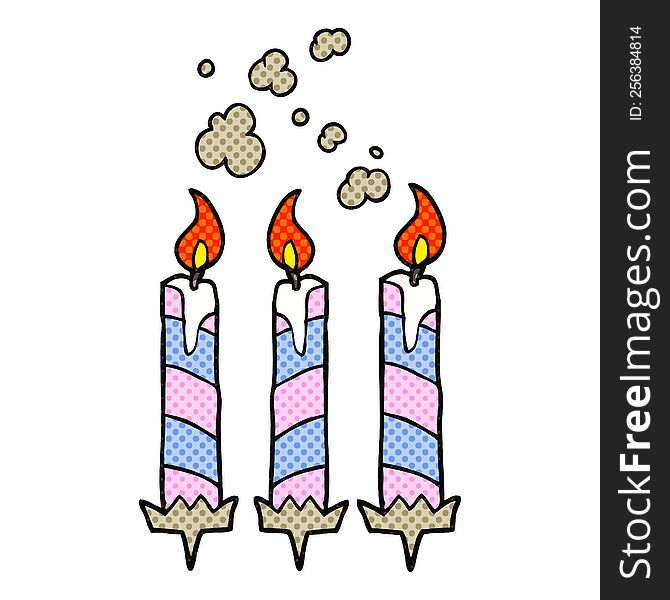 Comic Book Style Cartoon Birthday Cake Candles