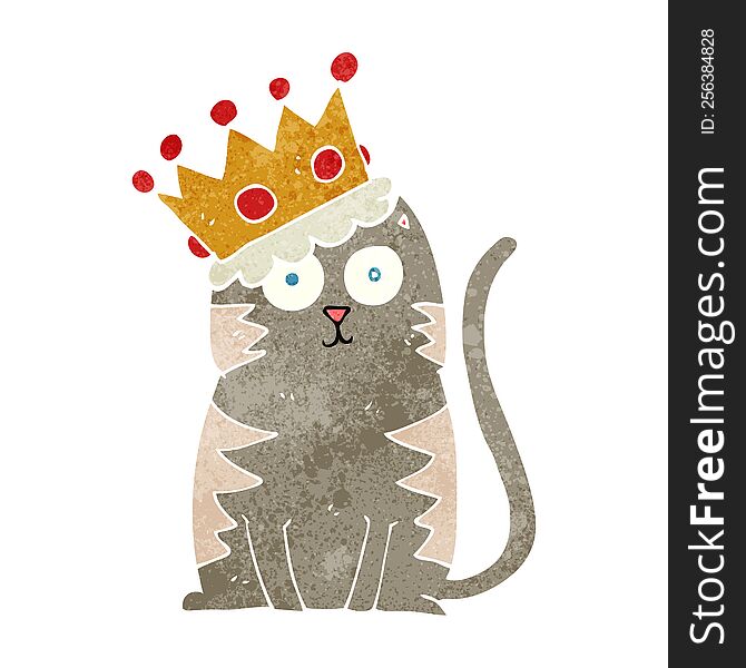 Retro Cartoon Cat With Crown