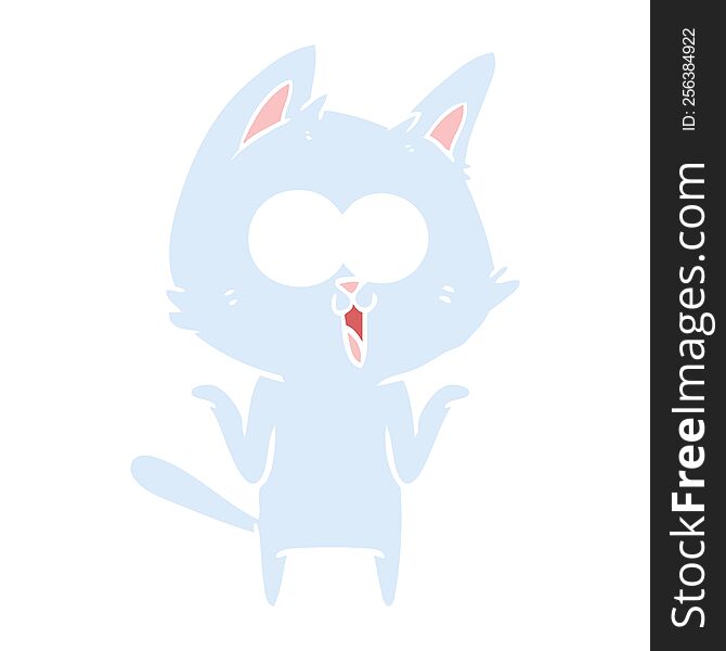 Funny Flat Color Style Cartoon Cat