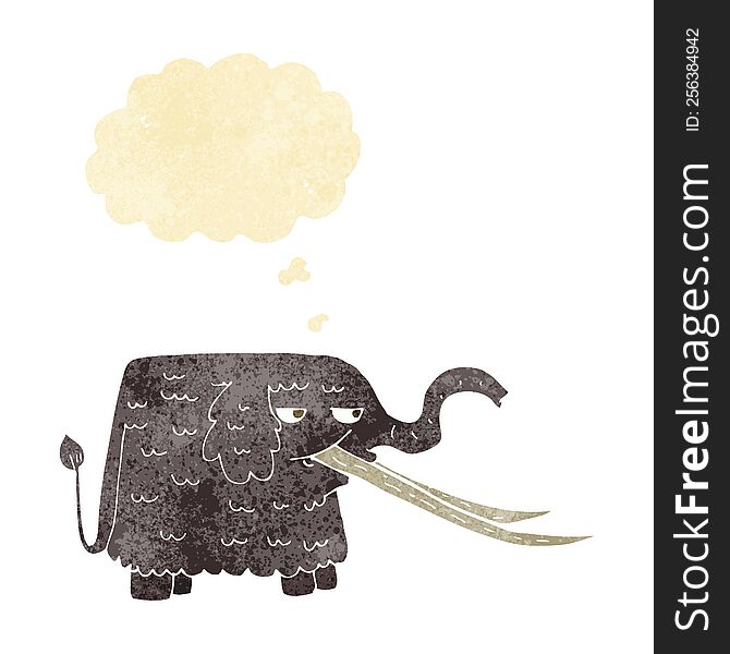 cartoon woolly mammoth with thought bubble