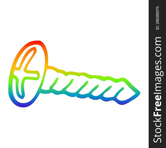 rainbow gradient line drawing of a cartoon metal screw