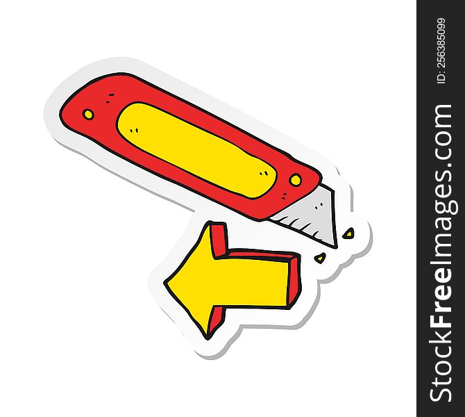 Sticker Of A Cartoon Construction Knife