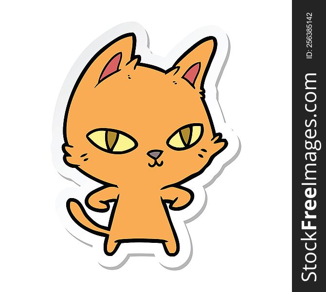 sticker of a cartoon cat staring
