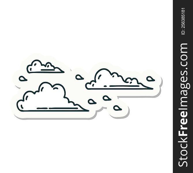 Sticker Of Tattoo Style Floating Clouds