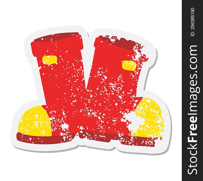 Pair Of Wellington Boots Grunge Sticker