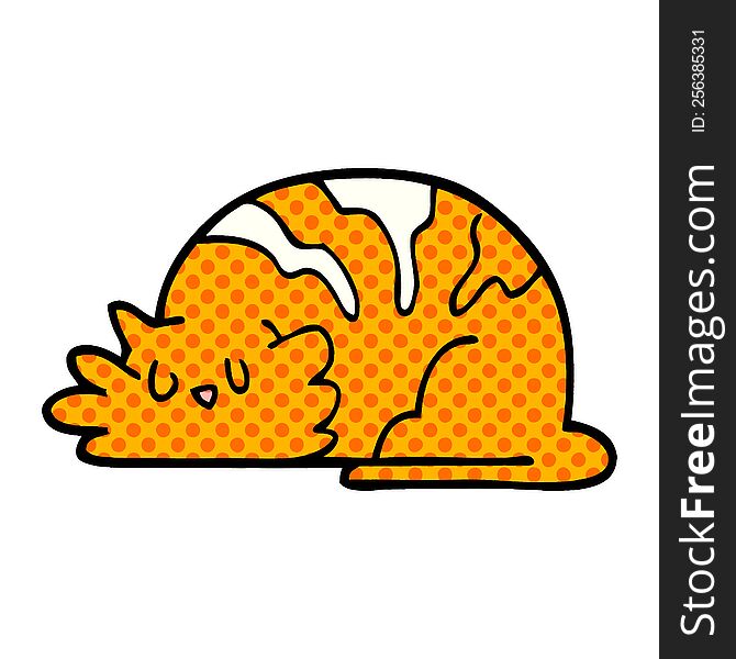 cartoon doodle sleepy cat
