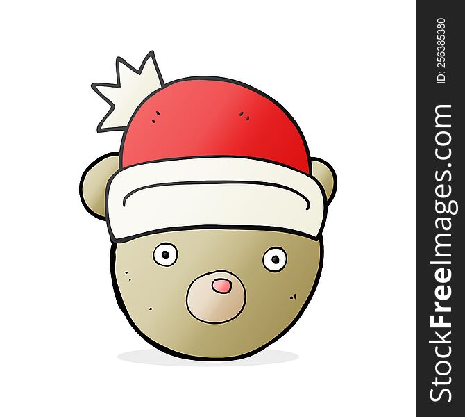Cartoon Teddy Bear Wearing Christmas Hat