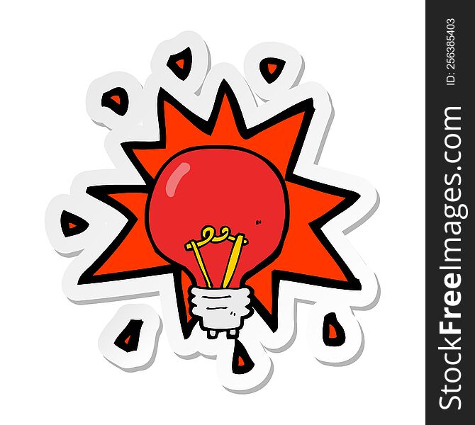 sticker of a cartoon red light bulb