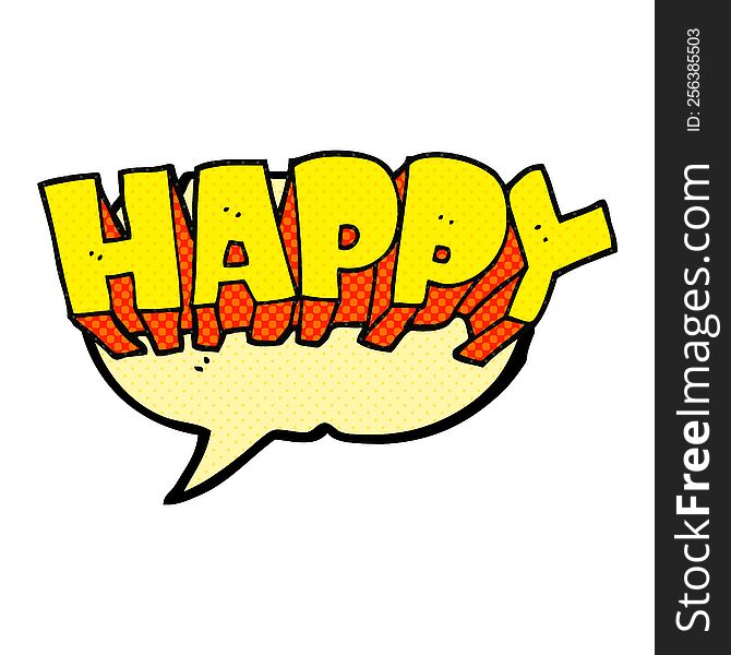 Comic Book Speech Bubble Cartoon Word Happy