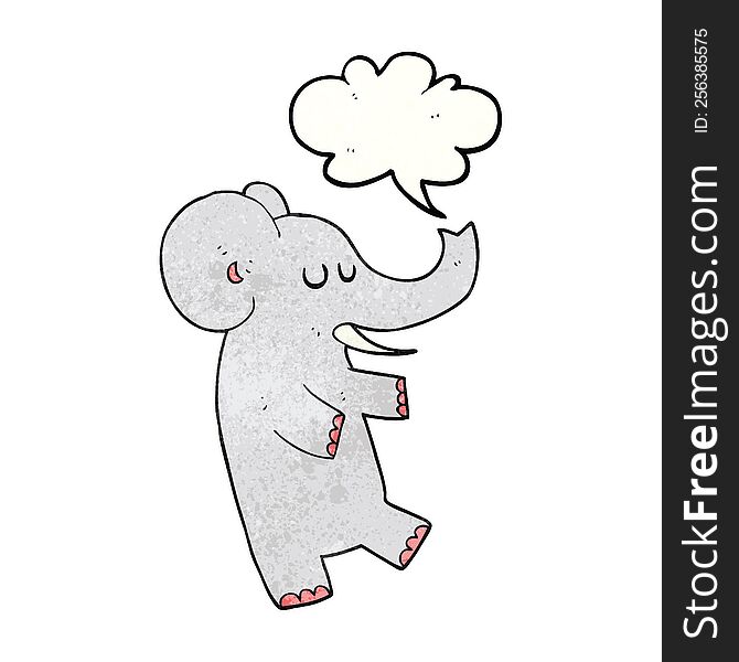 freehand speech bubble textured cartoon dancing elephant